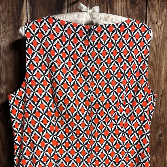 ALYX Retro Geometric Black White Orange Print Sleeveless Sheath Dress Sz 18 - Picture 5 of 6